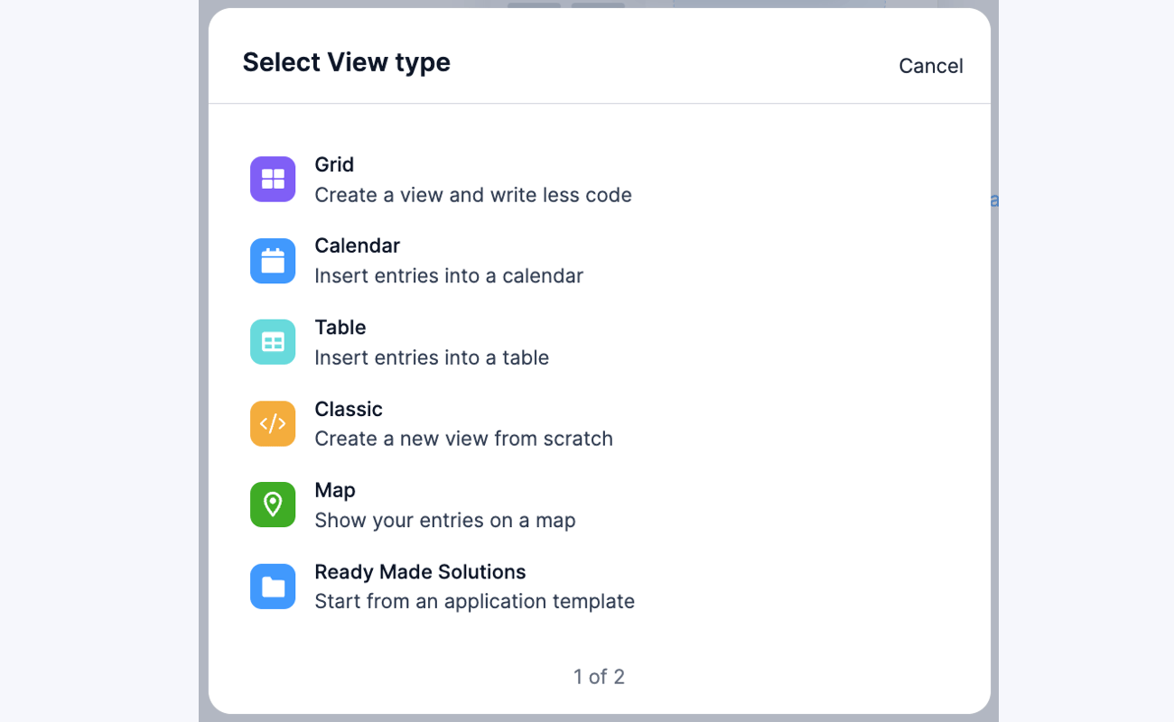 Visual View Settings - Select View Type