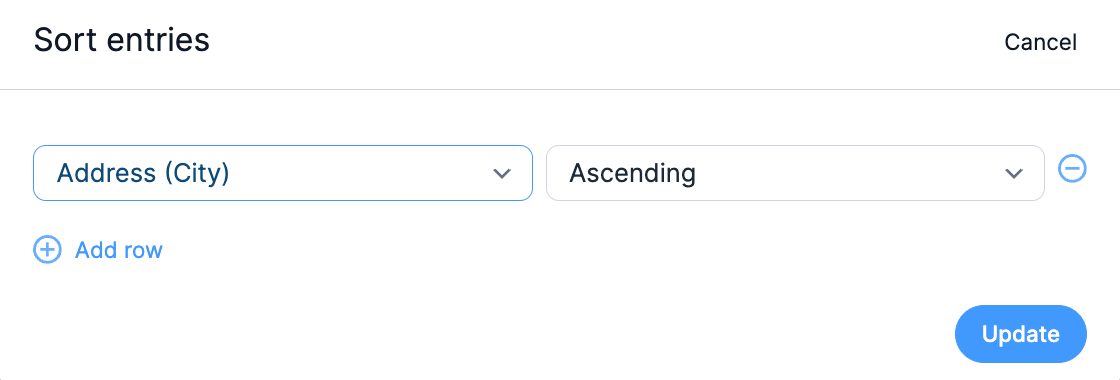 Visual View Settings - Sort Address Entries Visual View Settings - Sort Address Entries