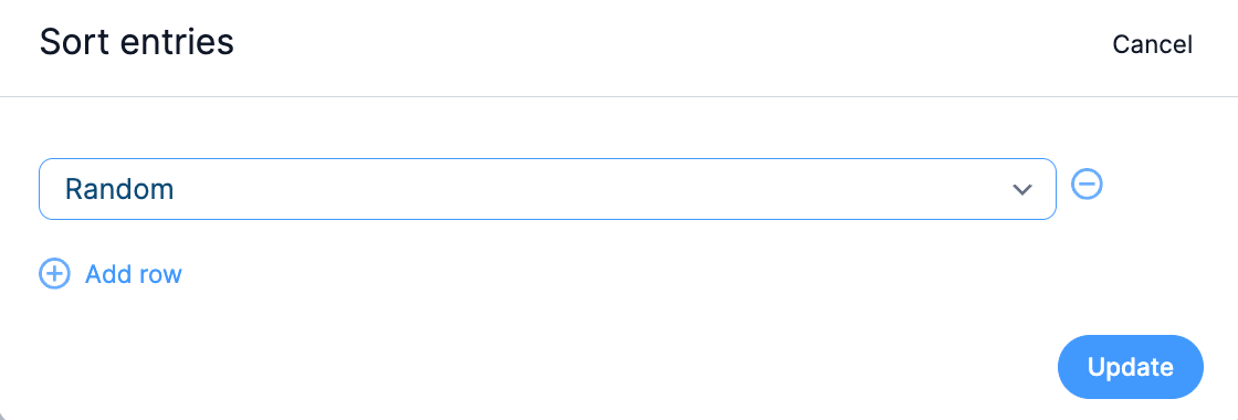 Visual View Settings - Sort Random Entries Visual View Settings - Sort Random Entries
