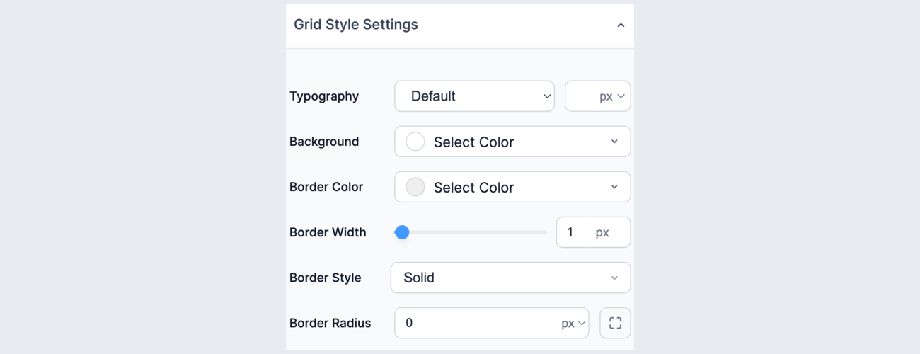 Visual View Grid Style Settings 1 Visual View Grid Style Settings 1