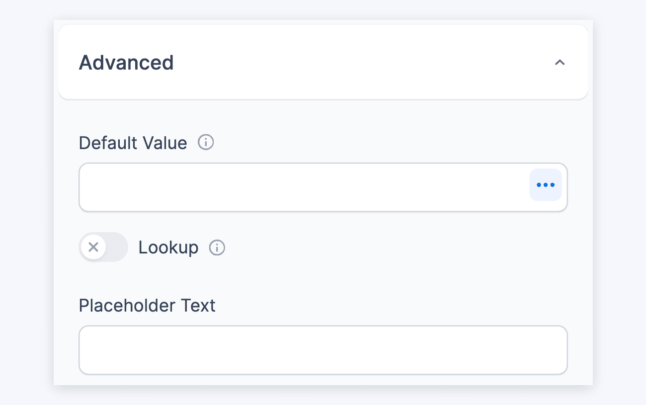 Website/URL field options - Advanced, Default Value to Placeholder Text