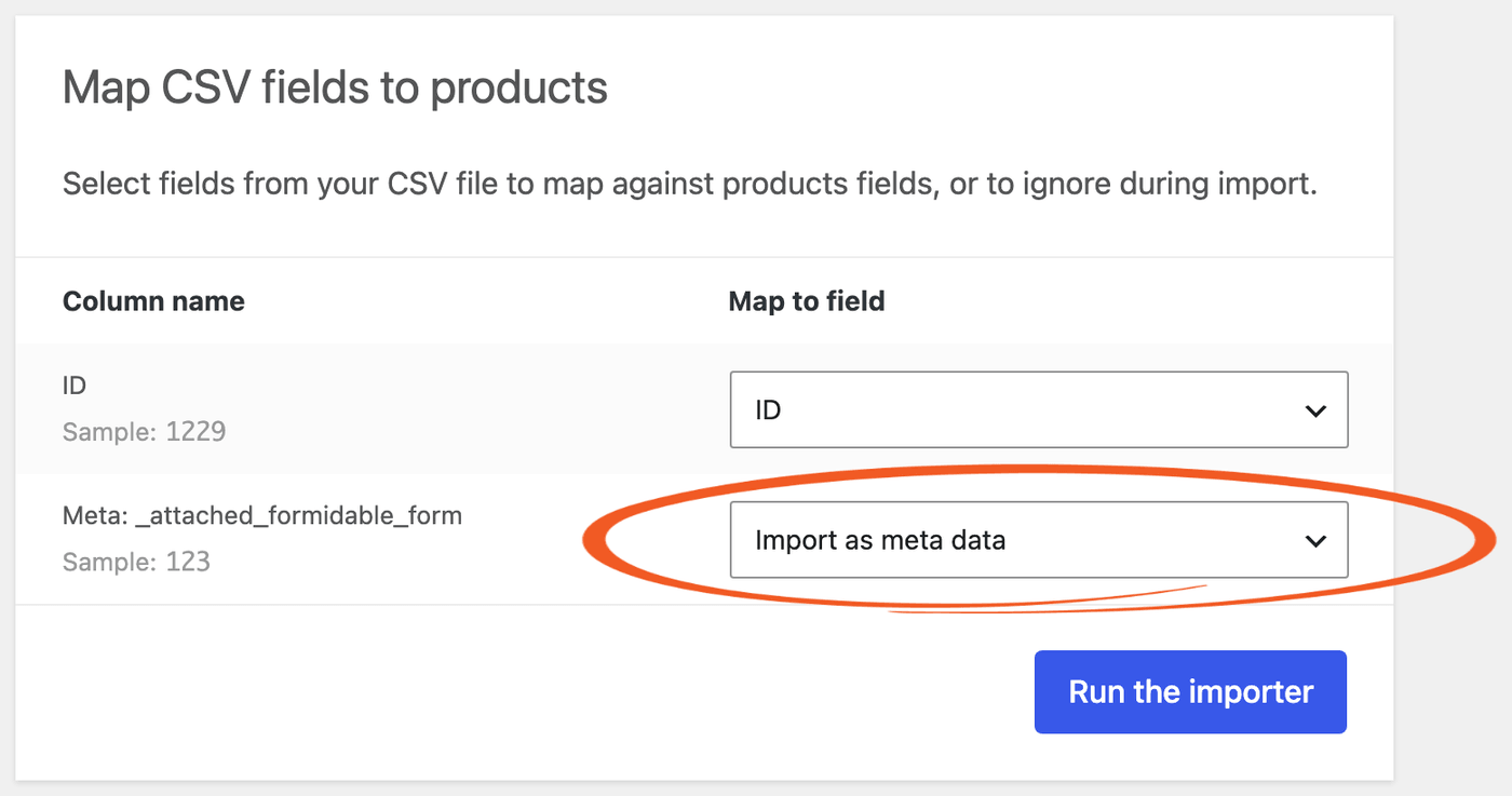 WooCommerce Forms - Import as meta data