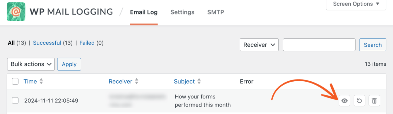 WP Mail Logging View Details