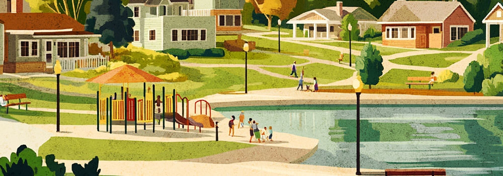 Illustration of a neighborhood park