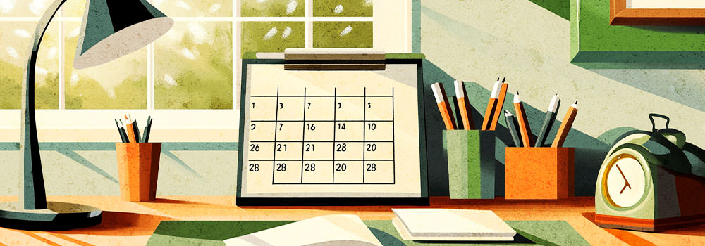 Illustration of calendar on a desk
