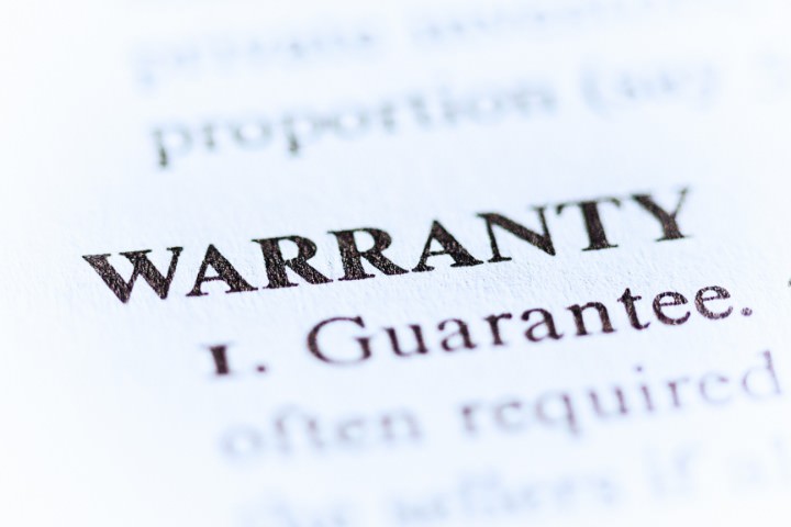 Warranty text shown on a document page