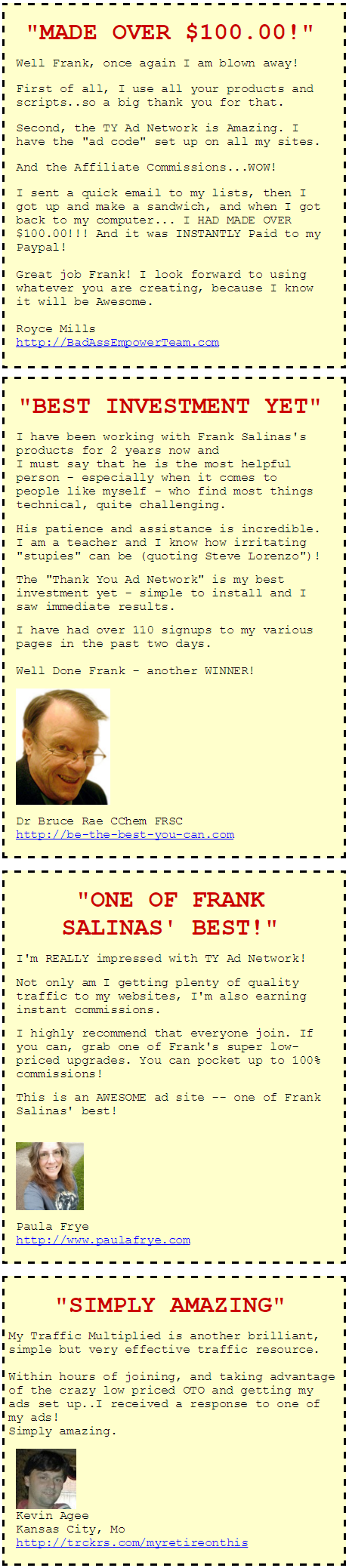 Frank Salinas testimonials
