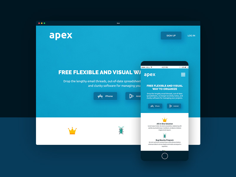 Apex Application Landing Page - PSD Freebie