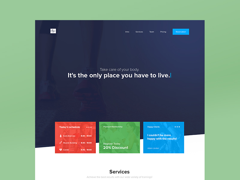 Cardio One Page Website Template PSD