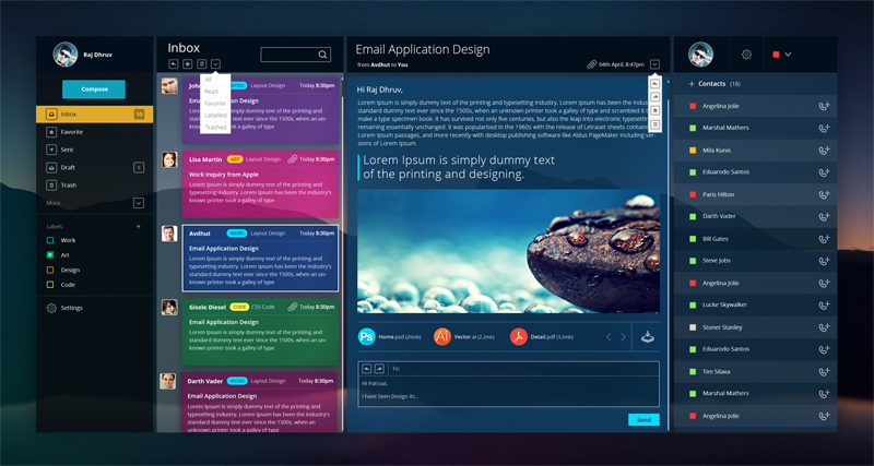 email dashboard ui design free psd freebie supply