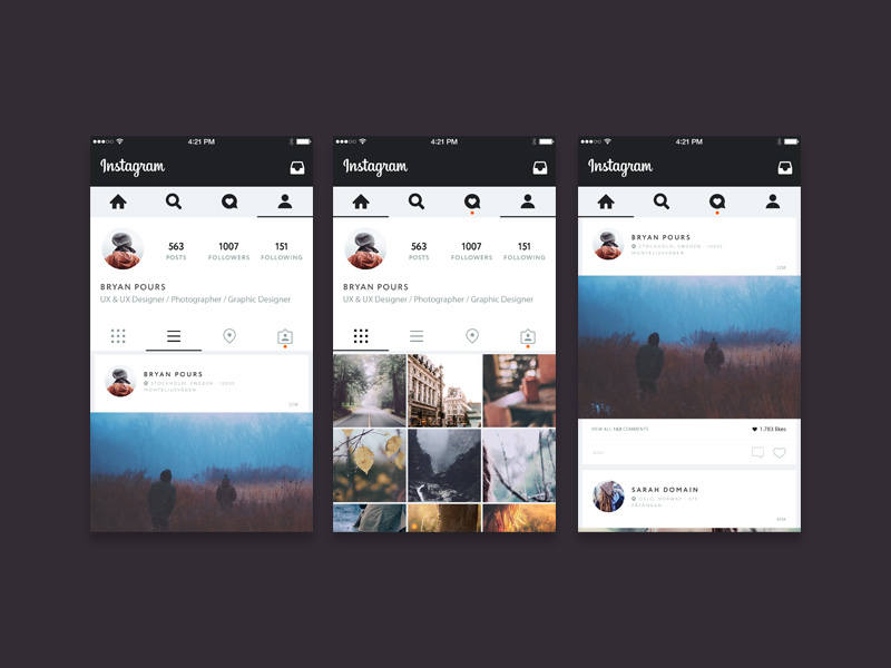 Instagram UI Concept by Bruno La Versa