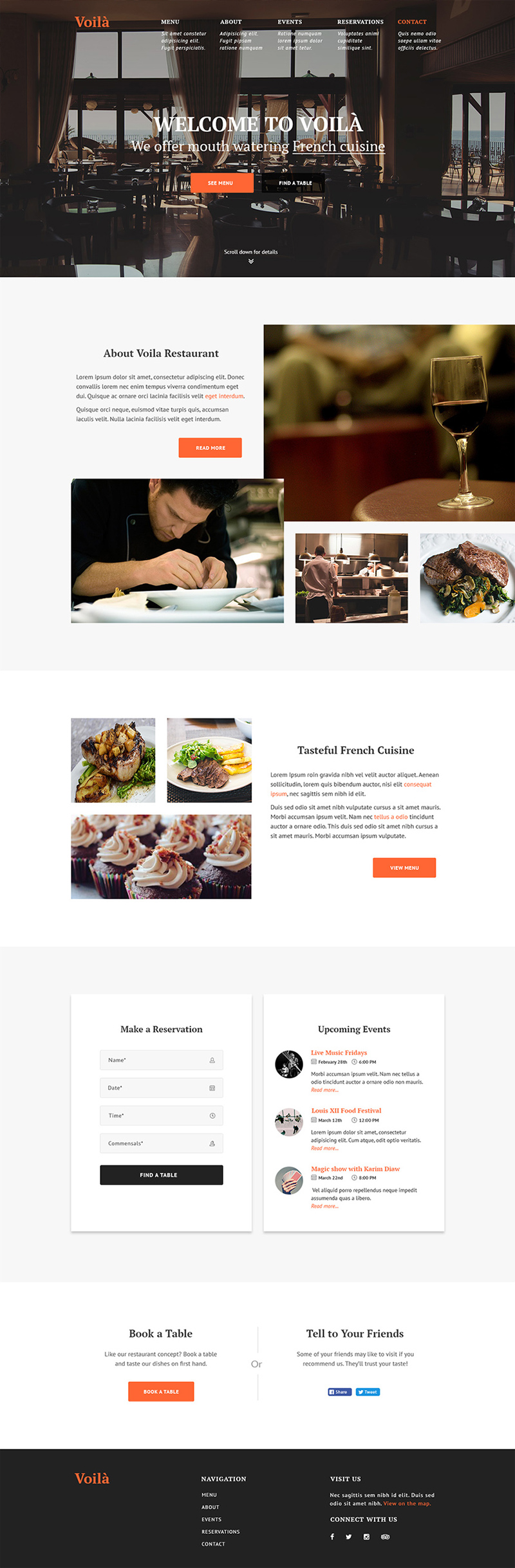 Voila Restaurant Web Template - Free Resource