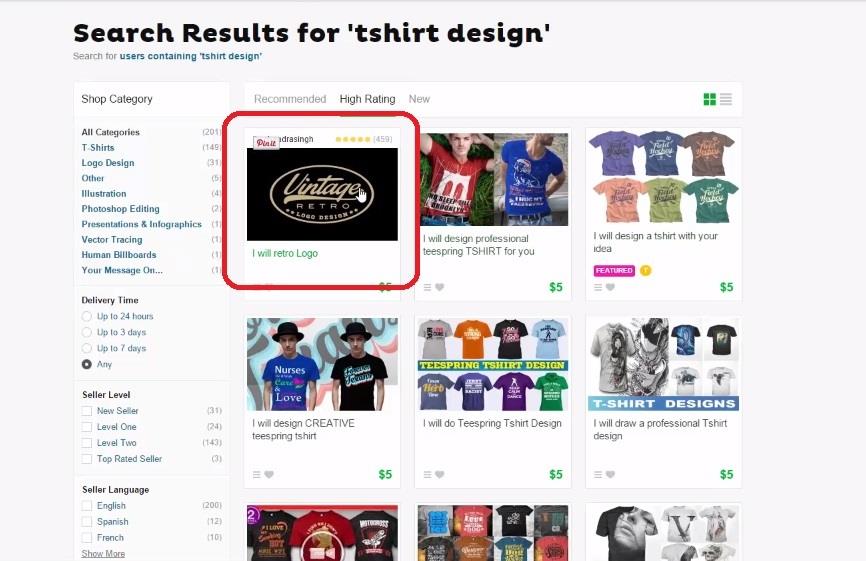 Fiverr tshirt design 5 stars