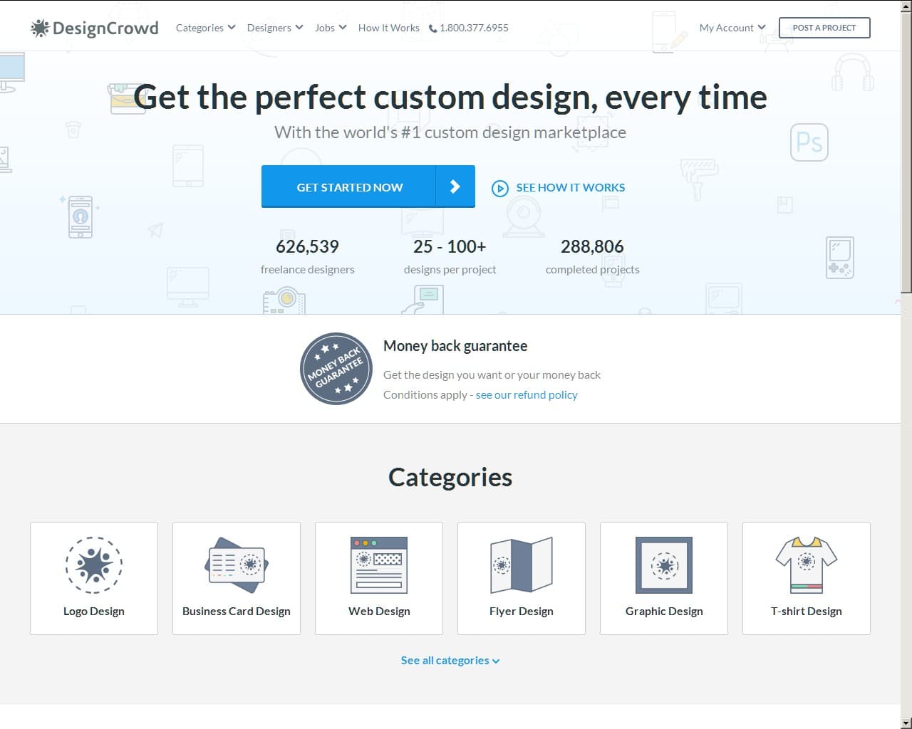 DesignCrowd's user interface