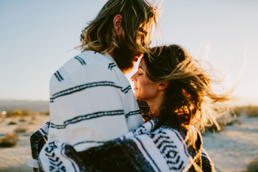 A Windy, Romantic Desert Engagement – Photo by Let's Frolic Together