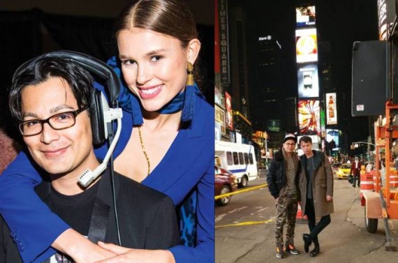 Roman with local-girl-turned-international-model Keke Lindgard (photo by Eli Schmidt.); with Wilhelmina agent Benjamin Yang.