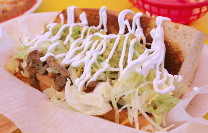 The steak torta ($9) is definitely a two-hander. Filled with lettuce, tomatoes, guacamole and sour cream, the sandwich is perfectly toasted.