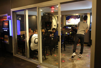 The largest karaoke room fits 40 people. If they stand really close together.