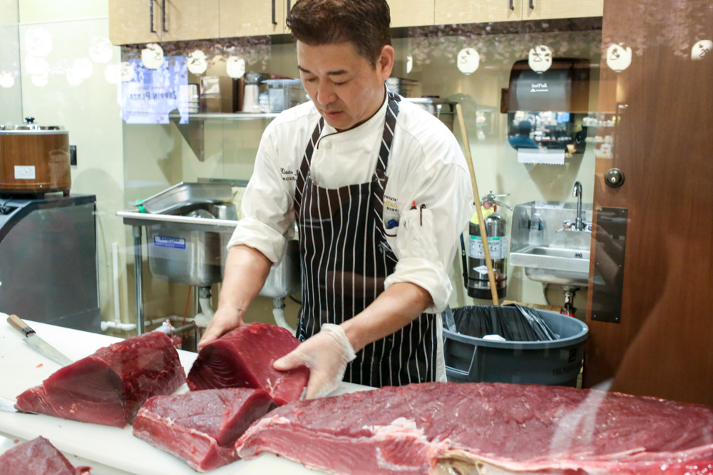 Sushi Omura broke down a whole ahi and served it nigiri style.