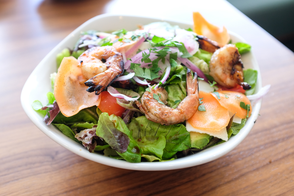 The grilled Kauai shrimp salad ($28) was a winner with black truffle dressing. Kauai shrimp are small, but I counted seven shrimp and a whole lot of fresh Nalo lettuce in the bowl.