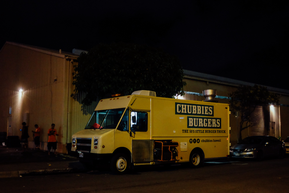 Chubbies Burgers sets up on the corner of Auahi and Coral Streets around 6 p.m. and service lasts until 10 p.m. or until they sell out.