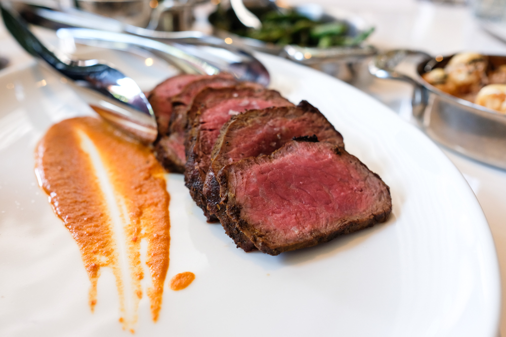 The restaurant's namesake steak, stripsteak or striploin, is certainly a must. It doesn't come on a 500-degree plate, nor is it aged, but when you select a quality cut of beef, you should really just let it do its thing and that's what they do here. Poached in butter, seared medium rare and seasoned with a Yemenite spice mixture (hawaij), it was melt-in-your-mouth tender.