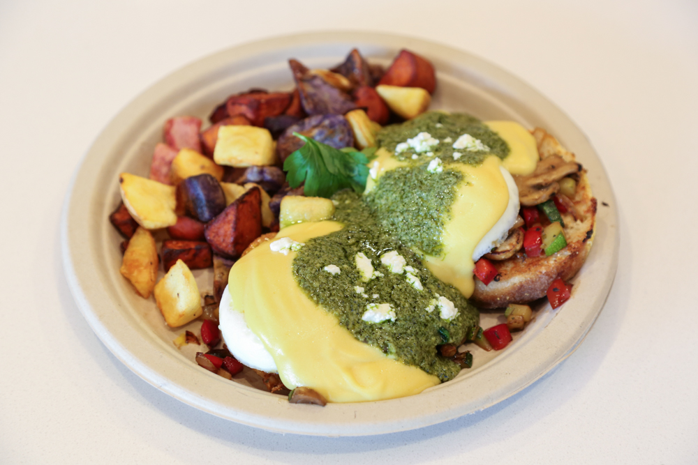 The menu boasts three benedict dishes including this pesto benedict ($11). The potato medley was actually a nice surprise, providing a hit of sweetness to balance the herbaceous pesto.