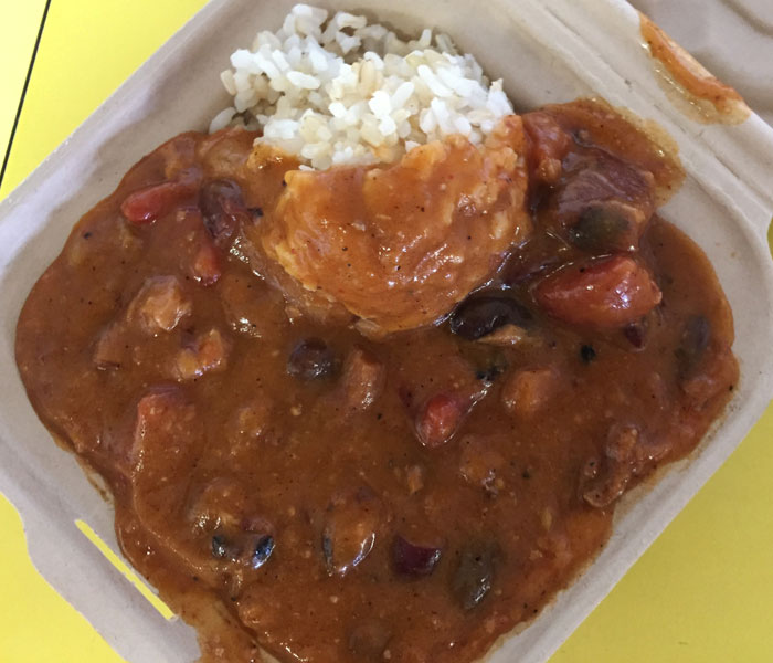 The container holding the Smoked Meat Chili ($6.69) bends dangerously under the chili’s sheer weight.
