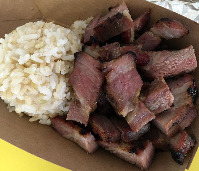 Add some heat to your Smoked Pork Bowl ($6.69) by choosing the “spicy” option.