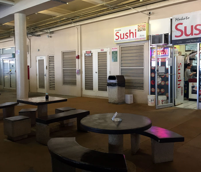 Tables right outside of Makoto are reserved for customers.