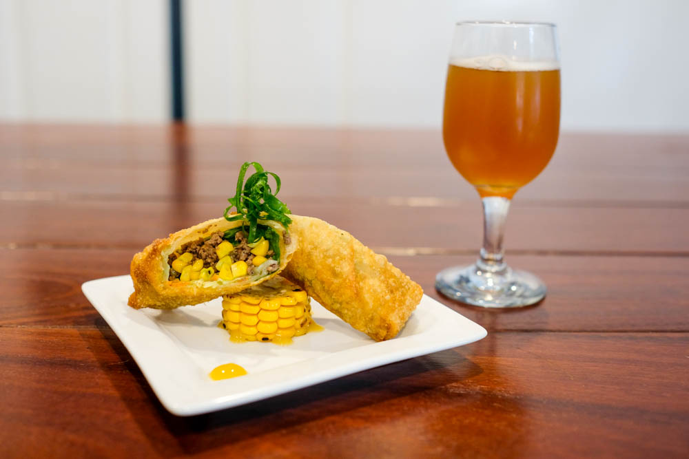 Square Barrels' Chef Derrick Smith is preparing Bison & Barrel Egg Rolls to pair with Beer Lab Hawaii's Nimbus 2000 Northeastern-style India Pale Ale.