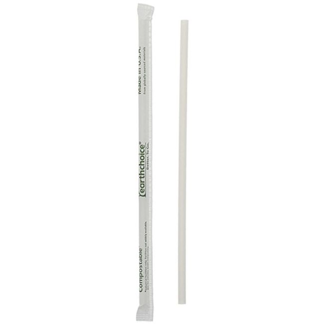 Earthchoice Natural Wrapped Compostable Bio-plastic Jumbo Straw, 7.75 In -- 3000 Per Case