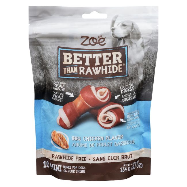 Zoe Better Than Rawhide Bbq Chicken Flavour Bones For Dogs, 234 G -- 9 Per Case