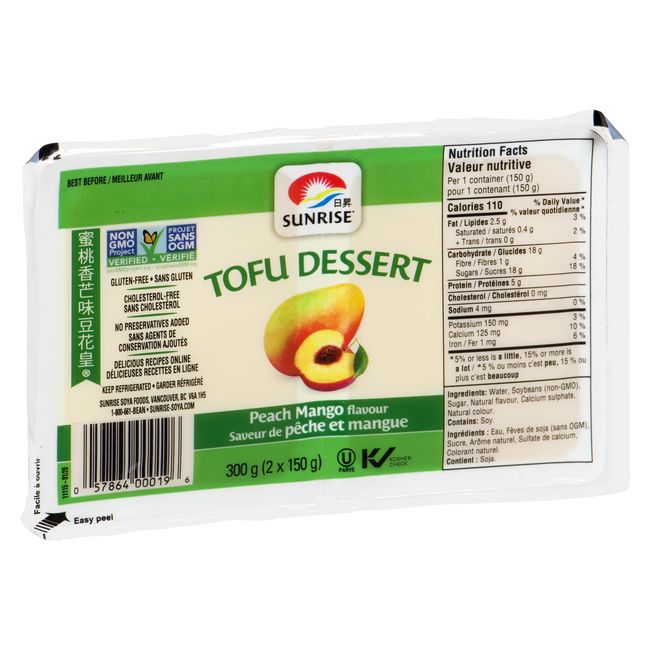 Sunrise Soya Foods Peach Mango Dessert Tofu, 150 G -- 24 Per Case