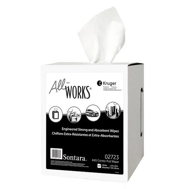 All Works White K40 Perforated Centre Pull Wiper, 12 X 10 In -- 800 Per Case