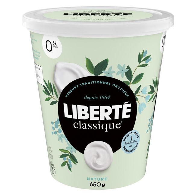 Liberte Classique 0 Percent Milk Fat Plain Yogurt, 650 G -- 6 Per Case