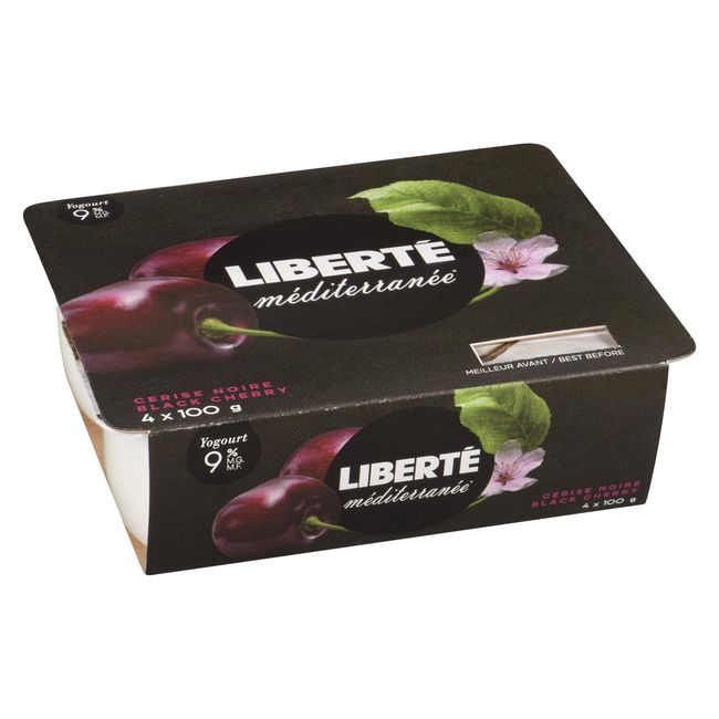 Liberte Mediterranee 9 Percent Milk Fat Black Cherry Yogurt, 100 G -- 24 Per Case