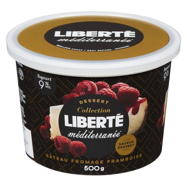 Liberte Mediterranee 9 Percent Milk Fat Raspberry Cheesecake Yogurt, 500 G -- 6 Per Case