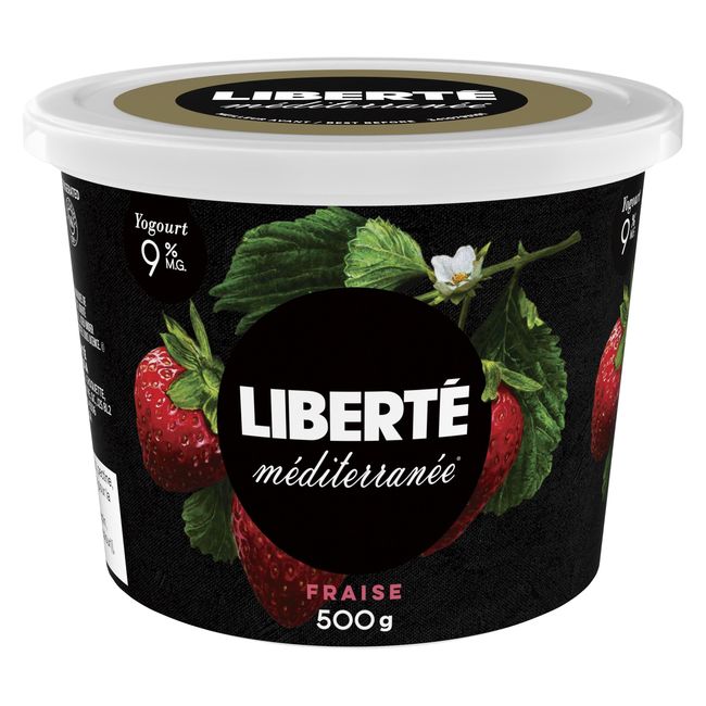 Liberte Mediterranee 9 Percent Milk Fat Strawberry Yogurt, 500 G -- 6 Per Case