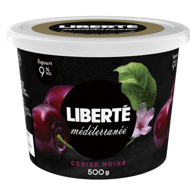 Liberte Mediterranee 9 Percent Milk Fat Black Cherry Yogurt, 500 G -- 6 Per Case