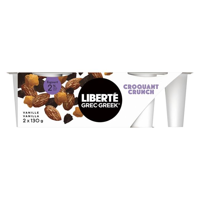 Liberte 2 Percent Milk Fat Crunch Vanilla Bean Greek Yogurt, 130 G -- 12 Per Case