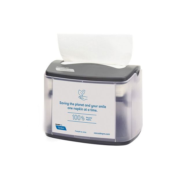Cascades Pro Tandem Grey Tabletop Interfold Napkins Dispenser, 8.2 X 6.1 X 6.3 In