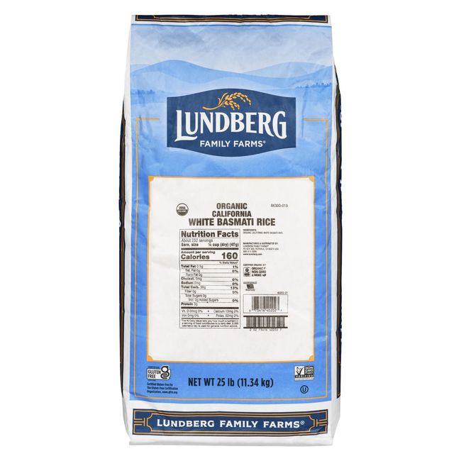 Lundberg Family Farms Organic White Basmati Rice, 11.3 Kg