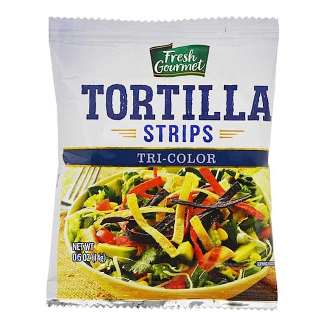 Fresh Gourmet Tri-colour Tortilla Strips, 0.5 Oz -- 100 Per Case
