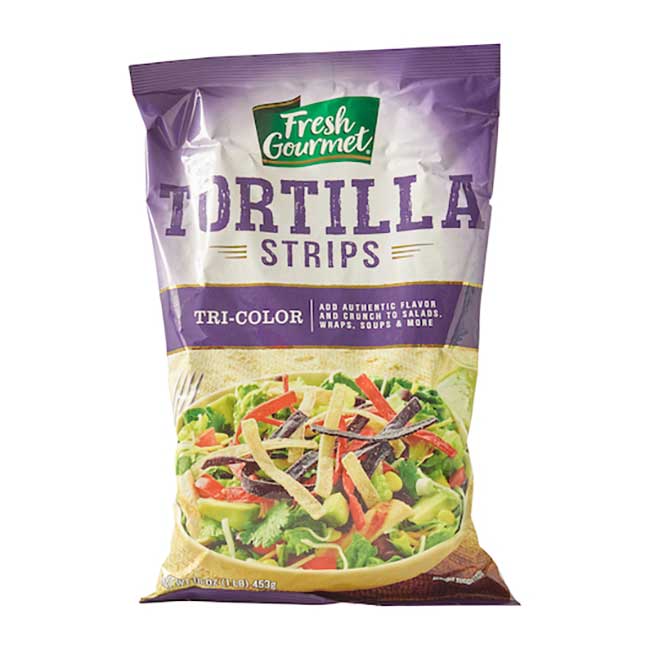 Fresh Gourmet Tri-colour Tortilla Strips Salad Topping, 1 Lb -- 10 Per Case