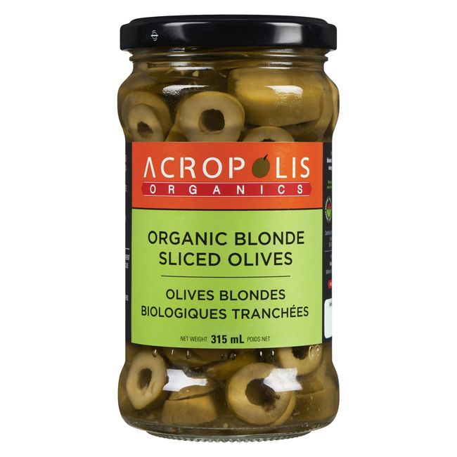 Acropolis Organics Blonde Sliced Olives, 315 Ml -- 6 Per Case