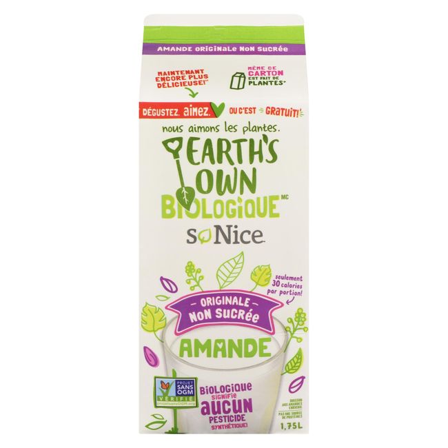 Earth's Own Boisson Aux Amandes Non Sucrée So Nice, 1,75 L -- 6 Par Caisse