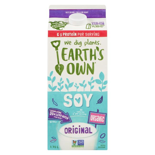 Earth's Own Organic Original Soy Beverage, 1.75 L -- 6 Per Case