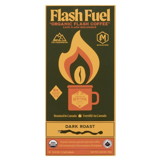 Canadian Heritage Organics Dark Roast Flash Fuel Coffee, 35 G -- 10 Per Case
