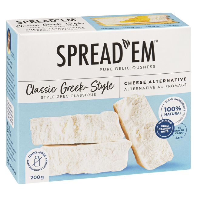 Spread'em Kitchen Alternative Au Fromage De Style Grec Classique, 200 G -- 6 Par Boîte